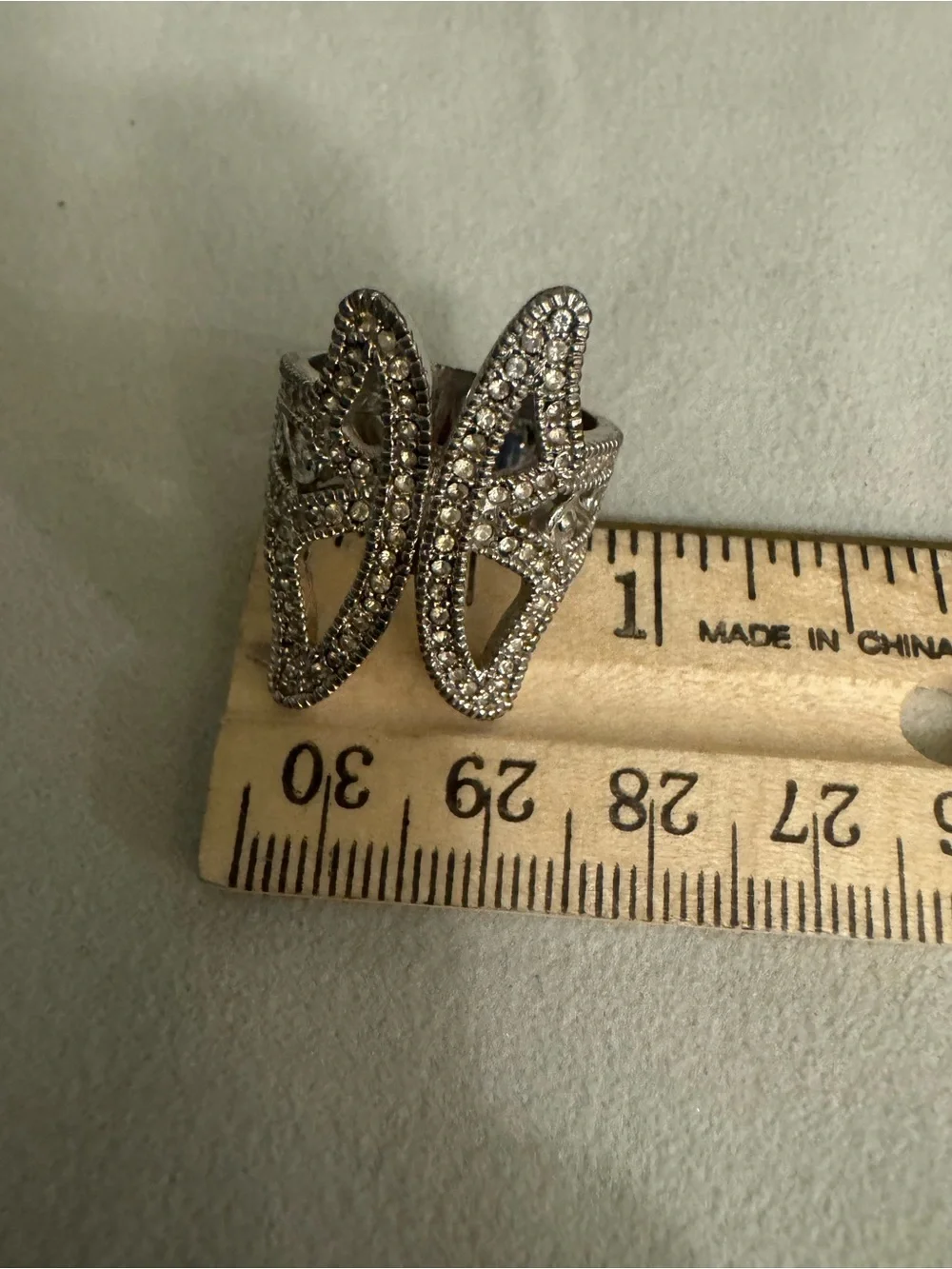 Avon Silver-Tone Pave Butterfly Ring